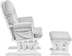 Suite Bebe Mason Nursery Rocking Chair with Ottoman, Wooden Glider for Baby Nursing, Smooth Gliding Rocker, Light Grey and White