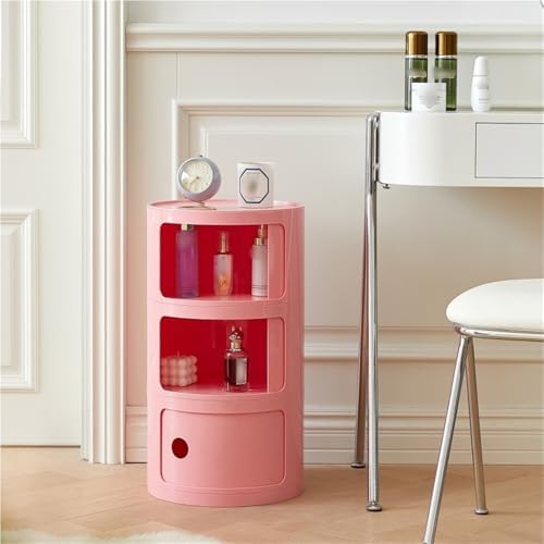 Multi-Layer Storage Cabinet, Small Round Side Table, End Table with Storage, Creative Night Stand Use in Living Room, Bedroom and Balcony(Yellow,58cm-22.8in)