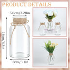 Vintage Glass Flower Vase, Farmhouse Glass Centerpiece Vases Mason Jars for Weddings, Parties & Home Decor Bulk (12, Transparent)