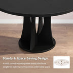 iPormis 47.2" Round Dining Table Set for 4, 5-Piece Kitchen Table & Chairs Set for 4, Dining Room Circle Table with 4 Upholstered Chairs for Small Space, Black Table + 4 Black Chairs
