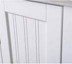 Pemberly Row 48" Tall 1-Door Kitchen Storage Pantry, Wood Construction, White Finish, 15" W x 15" D, Adjustable Shelves, Compact Design, Raised Panel Door, Brushed Aluminum Hardware