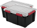 Large 20 Gallon Gasket Tote with Lid, Waterproof Plastic Storage Bin IP68 Dustproof & Submersible, Heavy Duty Latch & Seal Box for Basement Garage, Black (2 Pack)
