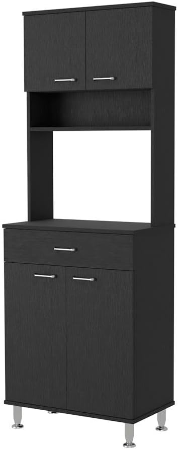 lapday Bay Area Pantry with 2 Door Cabinets, 1 Drawer, 4 Adjustable Metal Legs, for Living Room,Dining Room(13.90"×23.60"×66.50"). (Black)