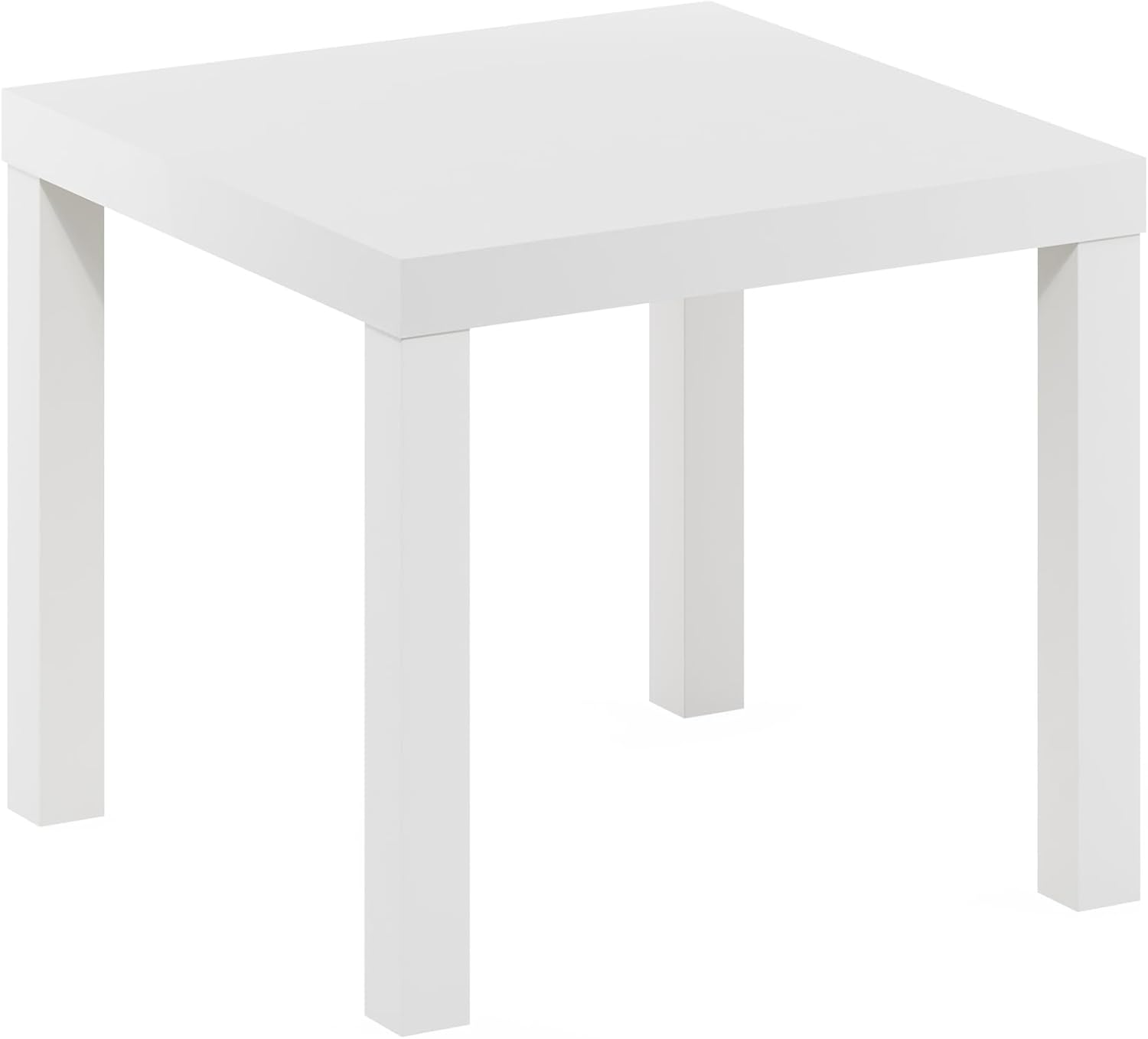 Furinno Classic Side Table, Square Modern End Table with 1.8 Thick Tabletop, Simple Night Stand, Bedside Table, Toolless Assembly, for Living Room, Bedroom, Plain White