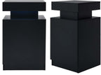 Black Nightstands Set of 2, LED End Table for Bedroom, Modern Bedside Table with Door One Storage Cabinet, Night Stand with Led Light