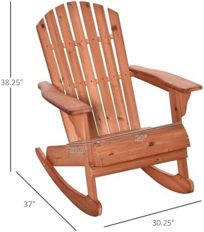 Wooden Rocking Chair with Slatted Back, Curved High Backrest and Wide Armrests, Comfy Solid Wood Rocker for Nursery Living Room Bedroom