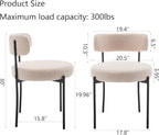 Riknuxi Boucle Dining Chairs Set of 4, Round Upholstered Dining Chairs with Black Metal Legs, Modern Dining Room Chairs for Dining Room, Kitchen