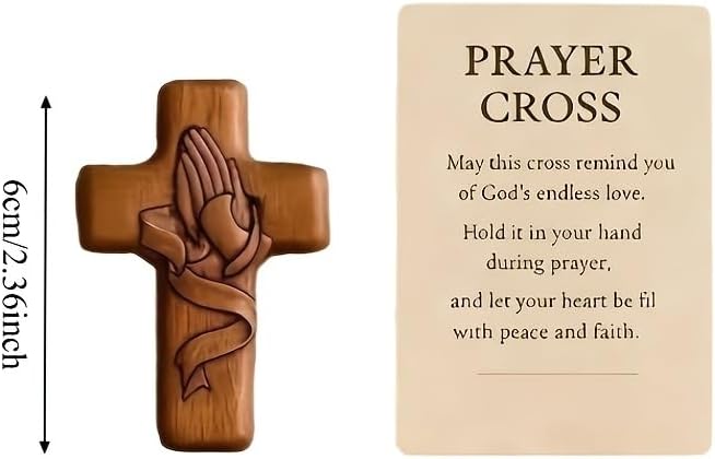 Usyios 10 Pack Prayer Cross Set, Acrylic Worry Crosses with Cards and Mesh Bags, Comfort for Stress and Anxiety Relief, Pocket Gift