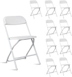 White Plastic Folding Chairs with Metal Frame, 280 lbs Capacity | Foldable and Stackable, Indoor Outdoor Events, 6 Pack