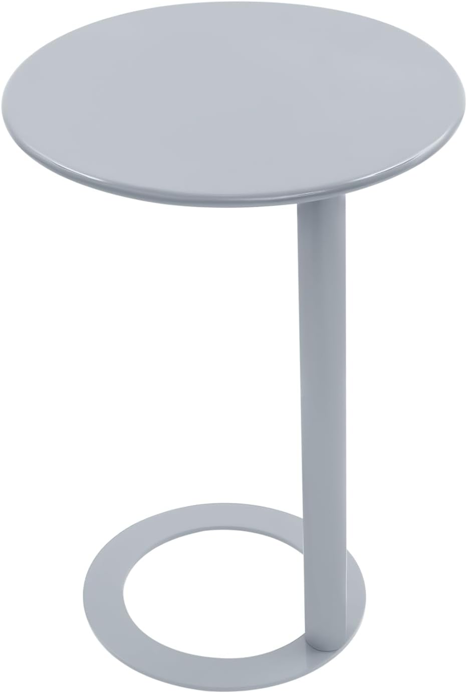 C-Shaped Round Side Table, Modern Metal End Table with O-Shaped Base for Small Spaces, Ideal for Living Room, Bedroom, Couch, 18.9” x 27.2” Design
