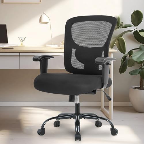 PayLessHere Big and Tall 500lbs Mesh Office Chair Ergonomic Executive Task Desk Chair Rolling Swivel Computer Chair with Lumbar Support for Women, Men (Black)