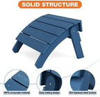 YEFU Adirondack Ottoman Set of 2, Patio Foot Rest, Adirondack Foot Rest, Folding Adirondack Footstool, Weather Resistant for Adirondack Chair, Widely Used for Outdoor, Backyard, Fire Pits-Navy Blue