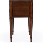 Beaumont Lane Contemporary 2 Drawer End Table, Antique Cherry Finish, 24" W x 16" D x 28" H, Poplar Solids and Veneer, Rectangular Design with Gold Hardware, Living Room or Side Table with Storage