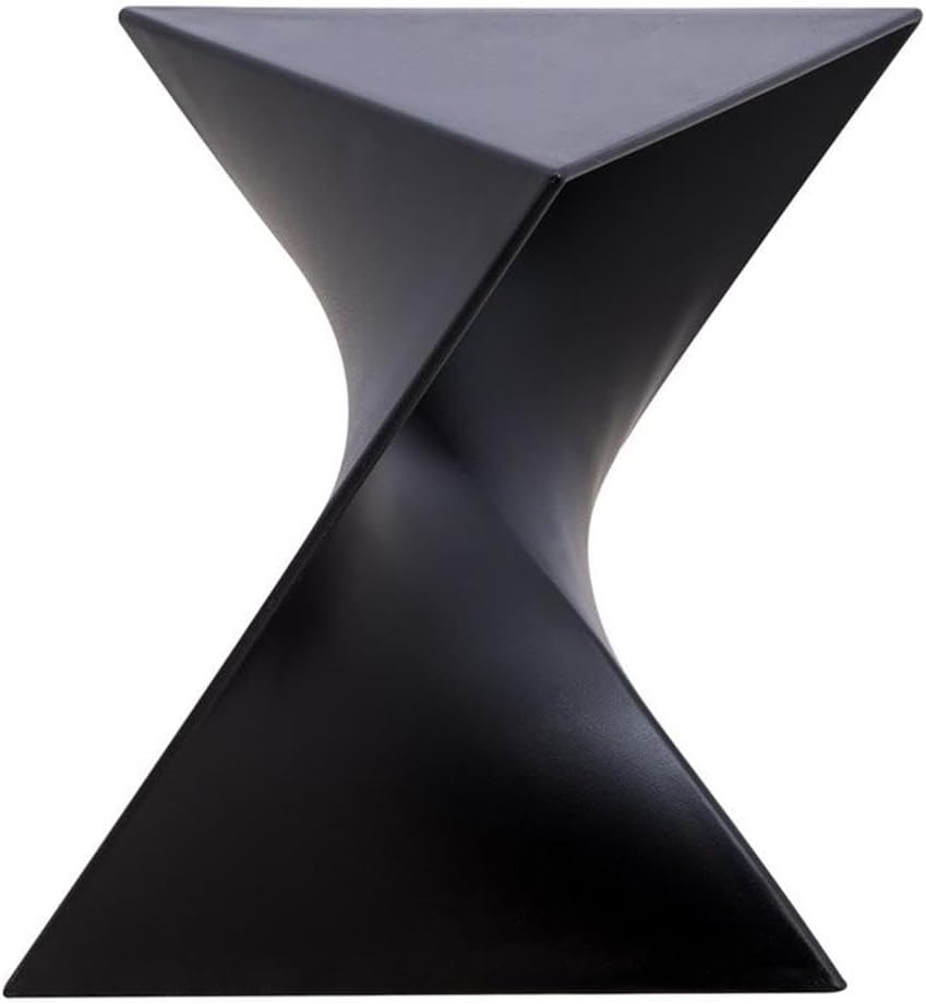 BOWERY HILL Contemporary Plastic Triangle End Table, Black Finish, 17 in H x 15.75 in W x 15.5 in D, Stackable Lightweight Design, Durable Versatile Stool or Side Table for Living Room or Bedroom