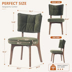 YOUNIKE Wood Frame Green Dining Chair, Chenille Fabric, Single Pack | Modern Ergonomic Upholstered Kitchen & Dining Room Chairs, Double-Layer Backrest, Comfy Soft Cushion, Easy to Assembly