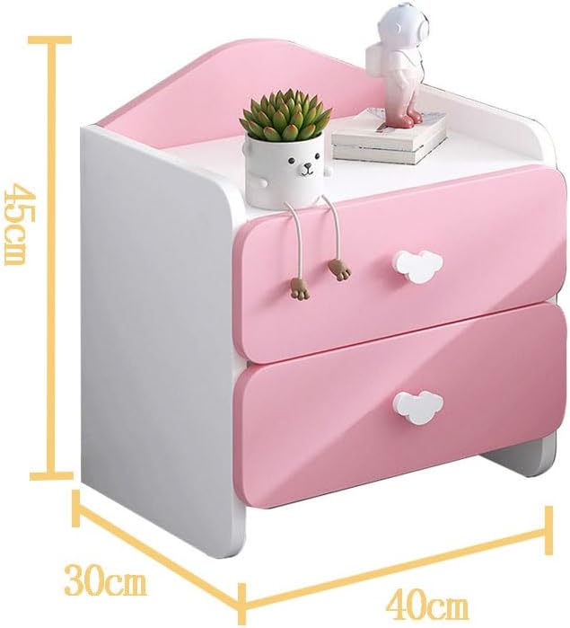 JSWHYBD Kids Nightstand，Mini Dresser，Night Stand with Drawers ，Side Table Modern Nightstand with Drawers Two Wood Bedside Table for Girls Pink and Blue DoubleLayer pink粉色