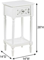 White 1 Drawer Accent Table with Shelf, Traditional Transitional Style, Durable Wood Construction, Elegant Home or Office Decor
