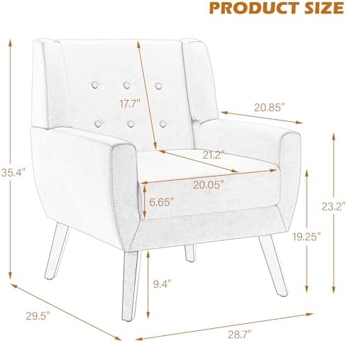 Accent Chairs Set of 2, Velvet Upholstered Armchair, Orange | Mid Century Modern Living Room Chair, Button Tufted Wingback Chair with Removable Cushion, Bedroom Side Reading Seat