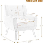 Accent Chairs Set of 2, Velvet Upholstered Armchair, Orange | Mid Century Modern Living Room Chair, Button Tufted Wingback Chair with Removable Cushion, Bedroom Side Reading Seat