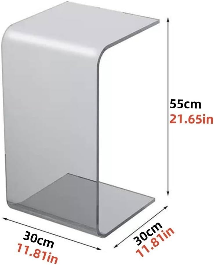 Acrylic Coffee Table, Side Table, Small Tea Table, Sofa Side Table, Small Bedside Table, Simple and Modern, Modern C-Shaped Acrylic Side Table(Brown,30 * 30 * 55cm)