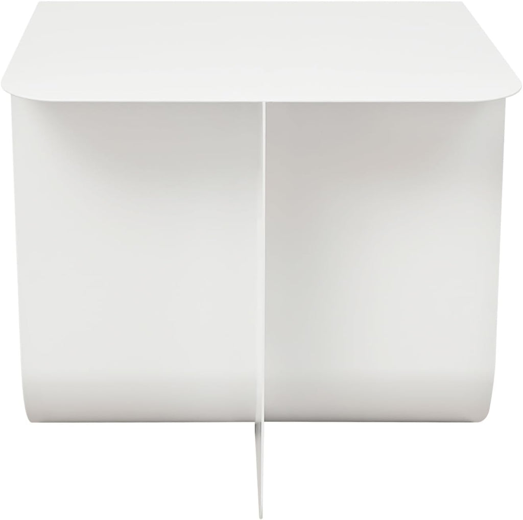 T-Shaped Metal End Table, Modern Side Table Accent Tables for Living Room, Bedroom, Office, No Assembly Required 15.7" W X 11.8" D X 15H (White)