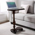 Solid Wood Rolling Side Table, Mobile Sofa End Table with Wheels for Sofa, Bed and Laptop Use