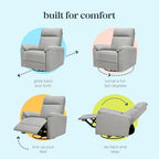 Suzy Glider Recliner Nursery Chair - Glider Rocking Chair for Nursery and Living Room - GREENGUARD Gold, FSC & Certi-PUR US Certified - 360° Swivel Rocker Recliner Chair (Frost Grey)