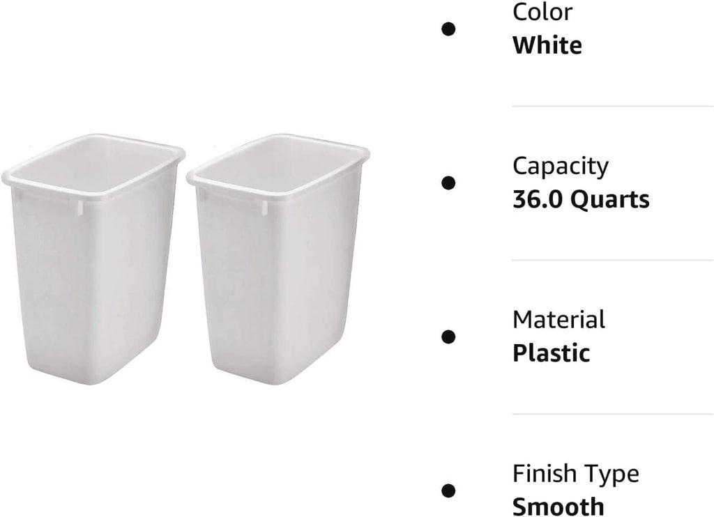 Rubbermaid 2806TP-WHT 36QT Open Wastebasket, White (Pack of 2)