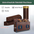 Personal Shrine Altar Table with Storage, Buddha Niche Chinese Cabinet, Pooja Mandir Cabinet for Incense & Offerings (Light Brown, 126cm/49.6in)