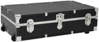 HomeStock Seaside Style Heavy Duty 31" Under Bed College Storage Trunk with Wheels & Lock, Latch Closure Type, 30" L x 8.25" W x 18.25" H, Ideal Camp Dorm Room Trunk Footlocker Antique Black