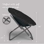Urban Lifestyle Faux Fur Saucer Chair, Foldable Cozy Accent Chair for Kids, Teens & Adults, Gaming Chair Dorm Chair Bedroom Chair, Metal Frame, Black Faux Fur Seat
