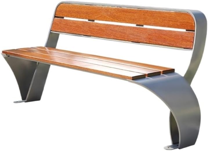 Outdoor Bench, Stainless Steel Outdoor Bench for Park, Garden - Backrest, 2-Seater Garden Bench