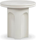 Pemberly Row Contemporary Accent Concrete Side Table, 19.7 x 19.7 x 20.3 in, Fiberglass Reinforced Concrete in Ivory, Weather and Stain-Resistant, Indoor Outdoor Use, Sculptural Arched Design