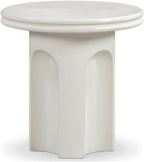Pemberly Row Contemporary Accent Concrete Side Table, 19.7 x 19.7 x 20.3 in, Fiberglass Reinforced Concrete in Ivory, Weather and Stain-Resistant, Indoor Outdoor Use, Sculptural Arched Design