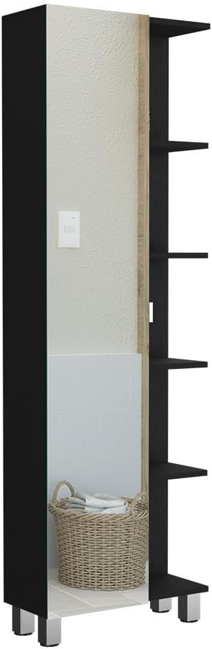 Modern Single Door Cabinet, Storage Cabinet with Five External Shelves and Four Interior Shelves,for Kitchen Home