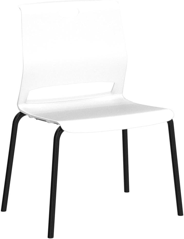 White Stackable Chairs Set of 4, Modern Office Guest Chair Wide Seat, Stackable Dining Chairs, Plastic Chair for Conference Room, Living Room, Waiting Area, Classroom.