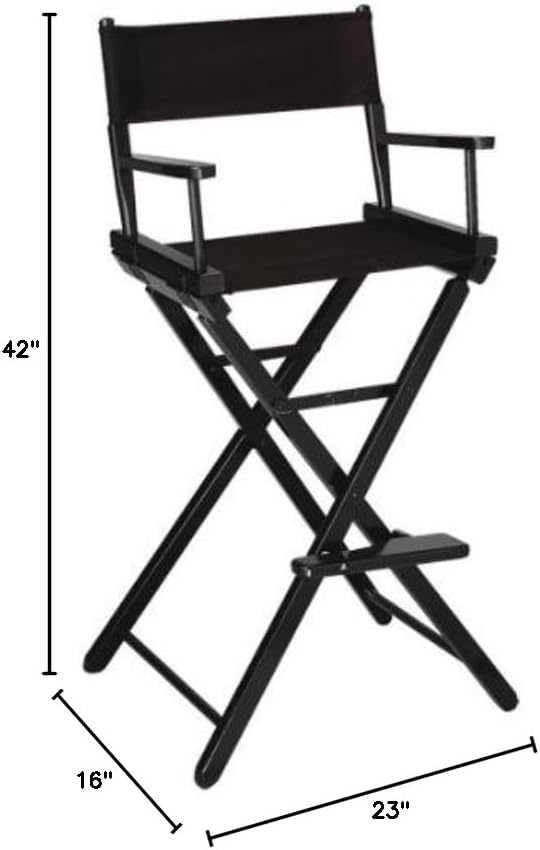TLT Personalized 30" Bar Height Director’s Chair – Custom Imprinted Contemporary Design – Black Frame – Folding Tall Bar Stool Chair for Home, Patio, Events & Trade Shows - Purple Canvas