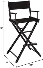 TLT Personalized 30" Bar Height Director’s Chair – Custom Imprinted Contemporary Design – Black Frame – Folding Tall Bar Stool Chair for Home, Patio, Events & Trade Shows - Purple Canvas