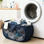 4 Piece Popup Mesh Laundry Basket Durable Handles Collapsible Laundry Baskets Folding Clothes Pastic Hamper for Laundry Room College Dorm (Gray/Black/Navy blue/Green)