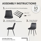 CLIPOP Dining Chairs Set of 2, Faux Leather Dining Chairs with Upholstered Seat, High Back Comfy Cushion, Metal Leg, Accent Kitchen Side Chair for Living, Restaurant & Meeting Room, Black