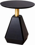 Round Wood Side Table, Coffee Nightstand Cocktail Drink Modern Accent Circle End Table, Wood Pedestal Base for Living Room, Bedroom, Small Spaces, Offices, Black