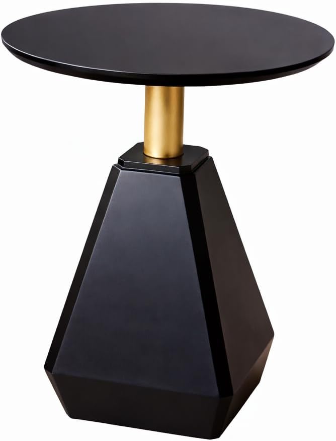 Round Wood Side Table, Coffee Nightstand Cocktail Drink Modern Accent Circle End Table, Wood Pedestal Base for Living Room, Bedroom, Small Spaces, Offices, Black