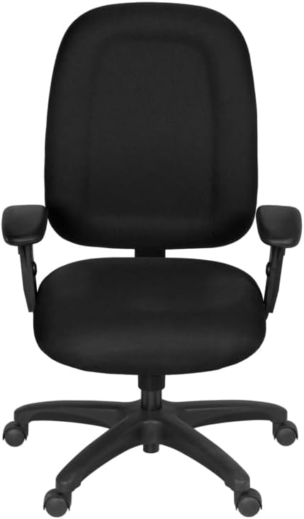 Romig Comfort Series High-Back Multifunctional Fabric Computer Task Chair with Adjustable Arms - Black