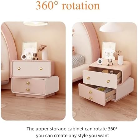 Creative Bedside Table, Rotatable Night Stand, Large Capacity Side Table for Bedroom, Living Room(Blue,19.7in)