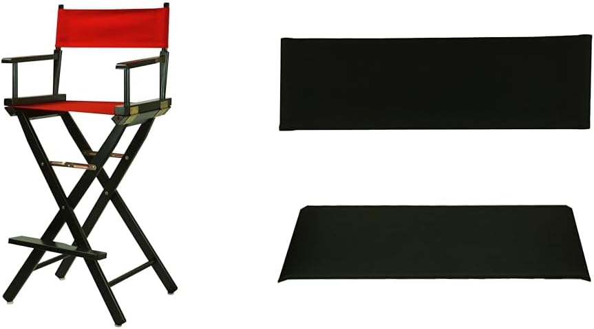 Casual Home 30" Director's Chair Black Frame-with Red Canvas, Bar Height Director Chair Replacement Canvas, Black