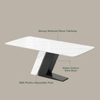 POVISON 71" Luxury Modern Dining Table for 6, Sintered Stone Dining Table Top with Z-Shaped Stainless Steel Pedestal, Rectangle Dining Room Table (Table Only)