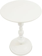 End Table, Vintage Metal Side Table, 15.7 x 20.5 Inch Sofa Round Side Table Nightstand Decorative Small Accent Pedestal Table for Living Rooms, Bedroom, Bars, Office, Corners (White)