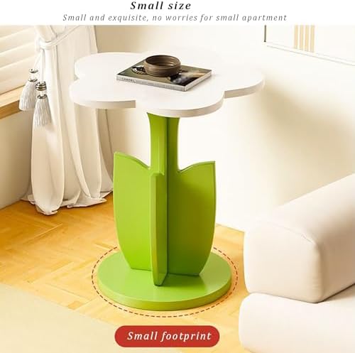 Flower Shaped Wood End Table, Cute Accent Side Table for Living Room & Bedroom, Small Coffee Table for Limited Spaces, 40x40x50cm (16x16x20inch)