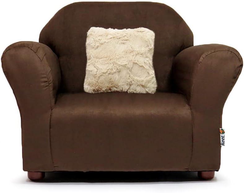 Plush Kids Chair with Soft Pillow – Durable Microsuede Upholstery, Padded Cushion, Wooden Frame, Easy to Clean, Ergonomic Design for Ages 2-5, Stylish & Cozy Chair for Playrooms & Bedrooms.
