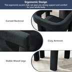Boucle Barrel Side Chairs Set of 4, Modern Designed Upholstered Compy Sherpa Teddy Fabric Accent Kitchen/Dining Chair, Kitchen Armchair for Living Room office Dining Room Bedroom (Black, Set of 4)